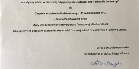 Projekt "Gdański Top Talent dla Dziewcząt"